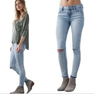 Bullhead Womens Jeans Size 25 Mid Rise Skinniest Ankle Ripped Acid Wash Distress